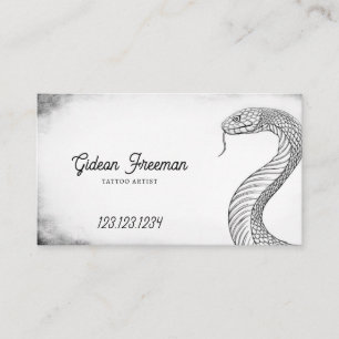 Snyggt Black and White Snake Tattoo Artist Visitkort