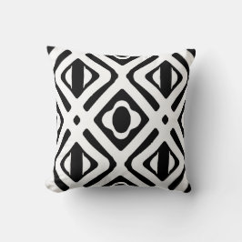 Snyggt Black and White Tribal Diamond Mönster Kudde