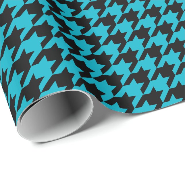 Snyggt Black Anpassningsbar Houndstooth Mönster Presentpapper (Rullad Hörn)