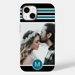 Snyggt Black Blue Stripe Monogram Anpassningsbar P