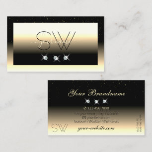 Snyggt Black Cream Guld Gnistra Diamonds Monogram Visitkort
