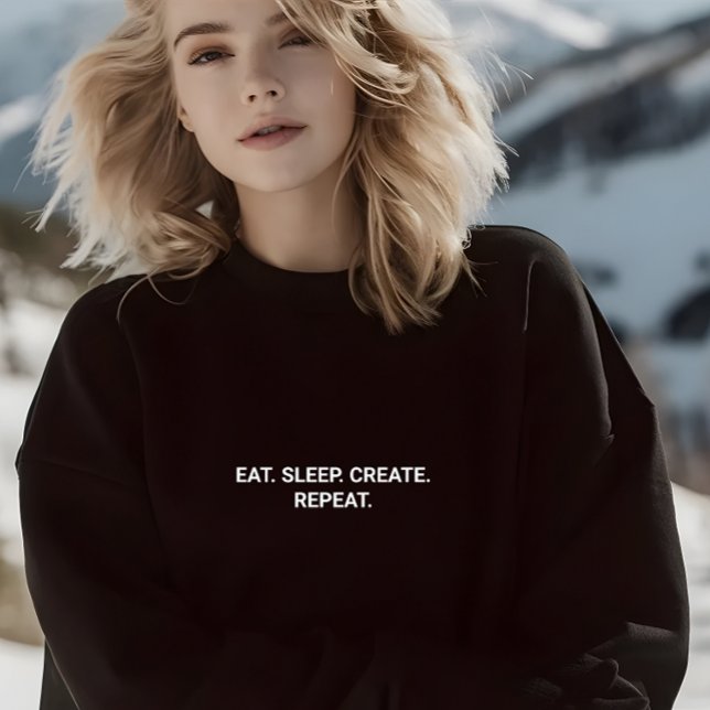 Snyggt Black Eat Sömnläge Skapa Upprepa slump T Shirt (Stylish Black Eat Sleep Create Repeat Slogan Sweatshirt)