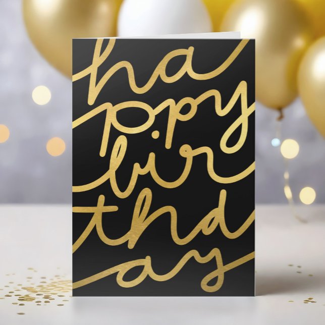 Snyggt Black Faux Guld Business Grattis på födelse Kort (Skapare uppladdad)