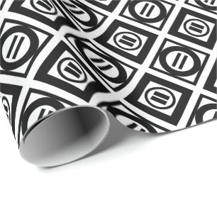 Snyggt Black Geometric Mönster på White Presentpapper