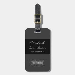 Snyggt Black Grått Classical Script-Affärskort Bagagebricka