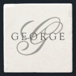 Snyggt Black Grått Monogram Initial Script Namn Stenunderlägg<br><div class="desc">Gör din egen anpassningsbar underlägg. Anpassa den här designen med ditt första och namn. Du kan anpassa den här designen ytterligare genom att markera länken "anpassa ytterligare" om du vill.</div>