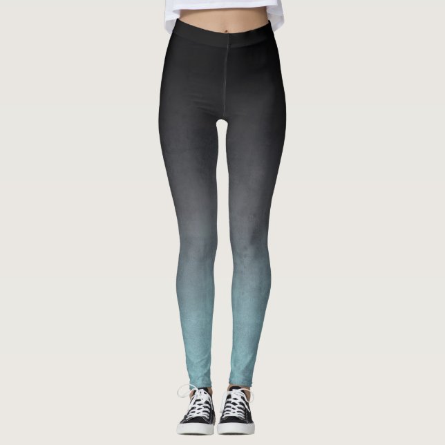 Snyggt Black Grått Teal rustic ombre Leggings (Framsida)