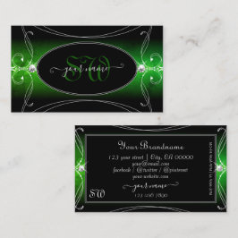 Snyggt Black Grönt Ornate Gnistra Jewels Initialer Visitkort