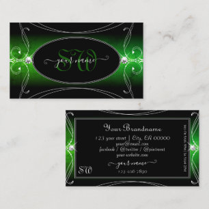 Snyggt Black Grönt Ornate Gnistra Jewels Initialer Visitkort