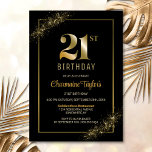 Snyggt Black Guld 21:a födelsedag Party Inbjudningar<br><div class="desc">Den här snyggten svarta och guld 21:a födelsedagsinbjudan innehåller ett textområde för anpassade som gör att du enkelt kan ta med all information som behövs för din speciella födelsedagsfirande, inklusive datum, tid, plats och OSA. Det finns en mängd pappra typer och stilar i hörnet för dina unika inbjudningar, tillsammans med...</div>