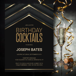 Snyggt Black Guld Birthday Cocktails Inbjudningar