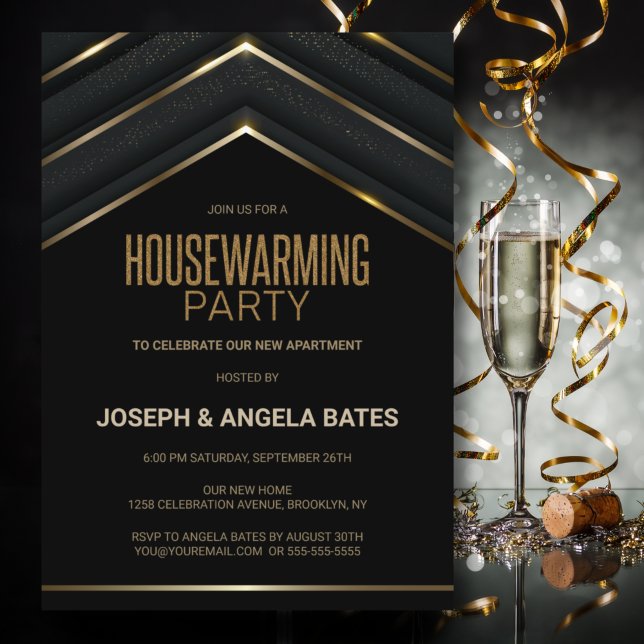 Snyggt Black Guld Houseworm Party Inbjudningar (Skapare uppladdad)
