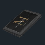 Snyggt Black Guld Monogram Girly Chic Namn<br><div class="desc">Snyggt Black Guld Monogram Girly Chic Script Namn Trifold Wallet Wallet</div>