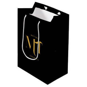 Snyggt Black & Guld Monogram Initialer Brev