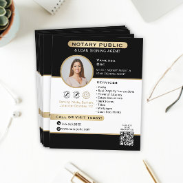 Snyggt Black Guld Notary Photo QR Code Marknadsför Flygblad