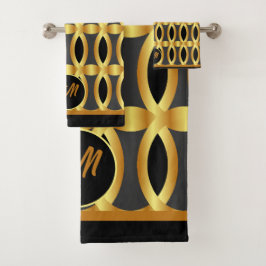 Snyggt Black Guld och Grått Geometric Patternated