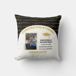 Snyggt Black Guld Student Photo Kudde