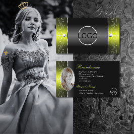 Snyggt Black Gult Squiggled Jewels Logotyp & Photo Visitkort