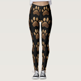 Snyggt Black Leggings med Golden Tass avtryck
