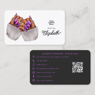 Snyggt Black & Lila African Nail Salon Visitkort