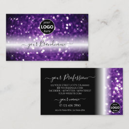 Snyggt Black Lila Sparkling Glitter med Logotyp Visitkort
