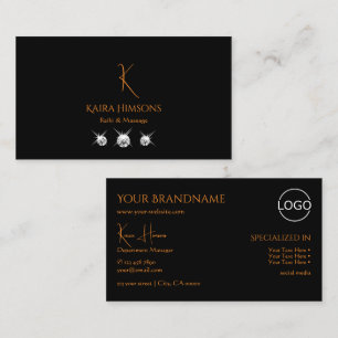 Snyggt Black med Monogram-Logotyp och moderna juda Visitkort