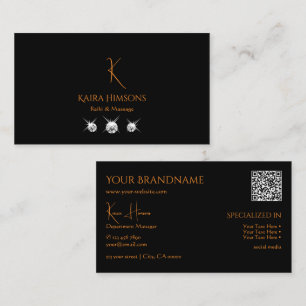 Snyggt Black med Monogram QR-kod och judar Visitkort