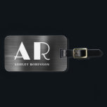 Snyggt Black Metall Monogram fet två initial Bagagebricka<br><div class="desc">Elegant Snyggt Modern Bold Two Monogram Initial Namn Black Metall Anpassningsbar Personlig Personlig Luggage Bag-Märkre för i . Denna design med fullt-typografi med 2 första monogram, adress-info på svart faux-metallfolie. Dessa är lätta att anpassa. Snyggt feminin- eller maskulin gåva till bröllop, söt 16-årsdag, möhippa, studenten och till alla som kärlek...</div>