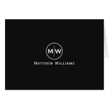 Snyggt Black Modern Circle Two Monogram Initial