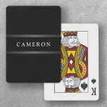 Snyggt Black namn monogram grått gradient gräns Casinokort<br><div class="desc">Elegant,  svarta spelkort med ditt namn eller monogram med mörk grått gradient gräns över och under.</div>