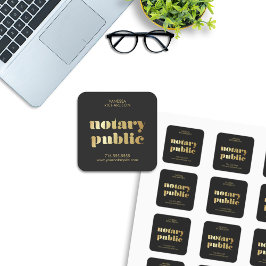 Snyggt Black Notary Public Guld Brand Business Fyrkantigt Klistermärke