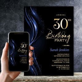 Snyggt Black och Blue 30års födelsedag Party Inbjudningar