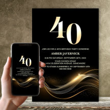 Snyggt Black och Guld 40:e födelsedagen Party