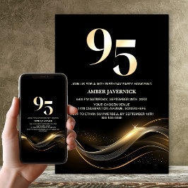 Snyggt Black och Guld 95:e Födelsedagsfesten Inbjudningar