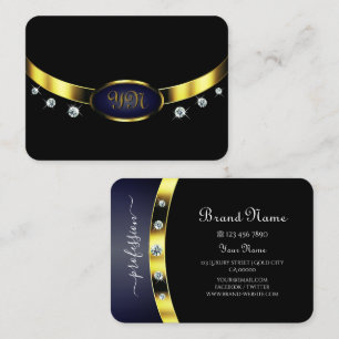 Snyggt Black och Guld med Initialer Rhinestones Visitkort