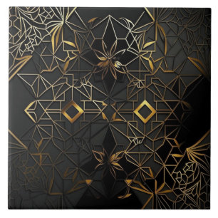 Snyggt Black och Guld Mosaic Abstrakt Kakelplatta