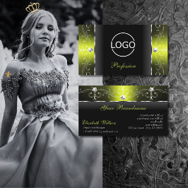 Snyggt Black och Gult Squiggled Jewels add Logotyp Visitkort