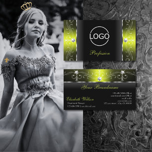 Snyggt Black och Gult Squiggled Jewels add Logotyp Visitkort