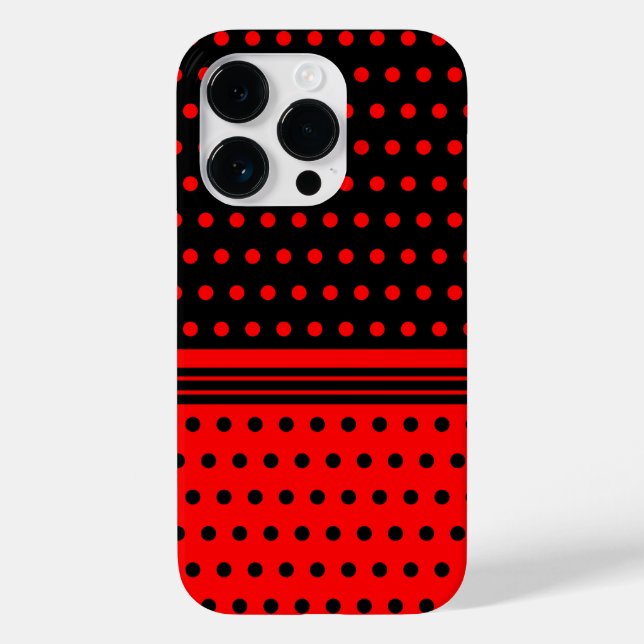 Snyggt Black och Red Polka dots och Rand (Baksida)
