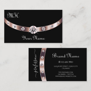 Snyggt Black och Ro Guld med Monogram Elegant Visitkort