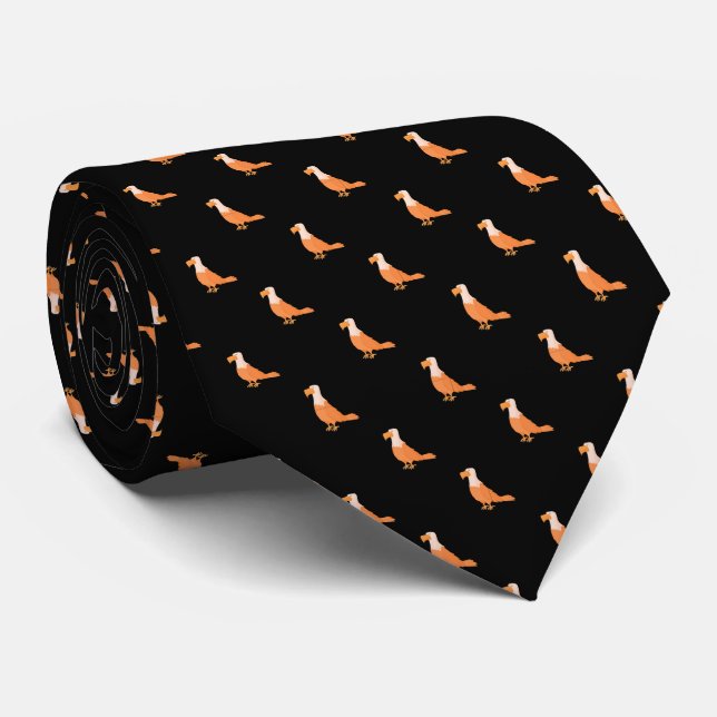 Snyggt Black Orange Eagle Sömlös Mönster Slips (Rullad)
