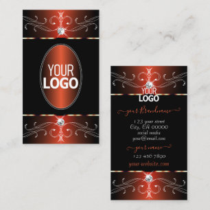 Snyggt Black Orange Ornate Ornaments med Logotyp Visitkort