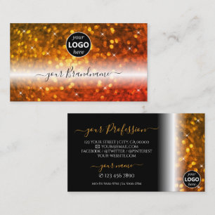 Snyggt Black Orange Sparkling Glitter med Logotyp Visitkort
