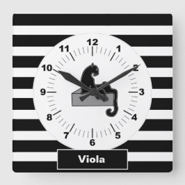 Snyggt Black Panther Cat White Modern Fyrkantig Klocka