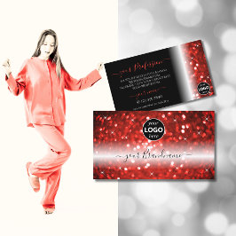 Snyggt Black Red Gnistra Glitter med Logotyp Moder Visitkort