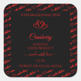 Snyggt Black Red Ord Cloud Product Labels Heareart Fyrkantigt Klistermärke