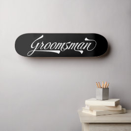 Snyggt Black Retro Typography Groomsman Skateboar Mini Skateboard Bräda 18,5 Cm