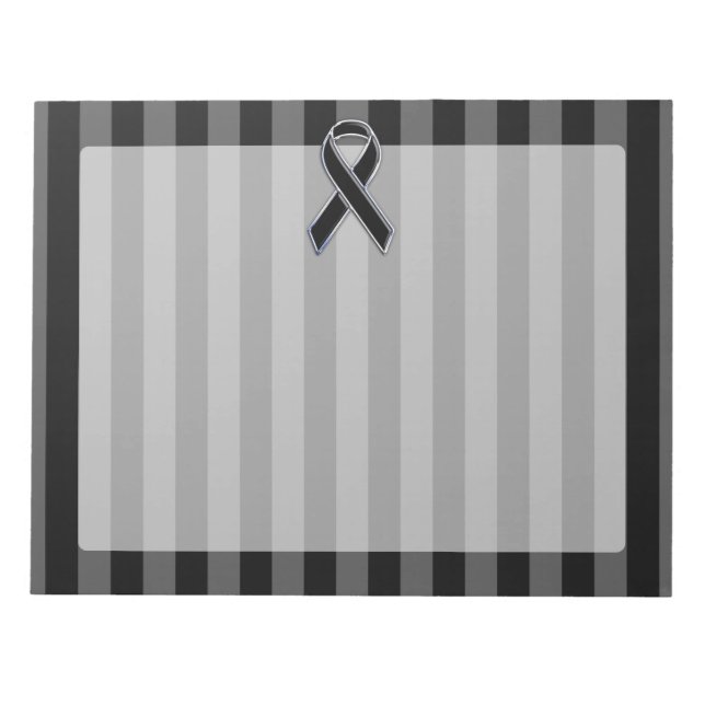 Snyggt Black Ribbon Awareness Lodrät Rand Anteckningsblock (Framsida)