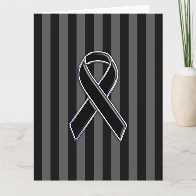 Snyggt Black Ribbon Awareness Lodrät Rand Kort (Framsida)