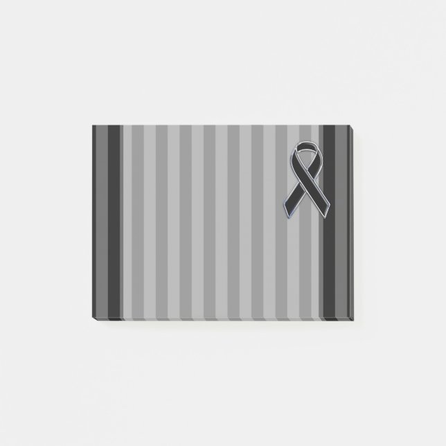 Snyggt Black Ribbon Awareness Lodrät Rand Post-it Block (Framsida)